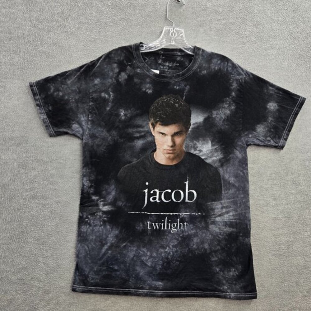 The Twilight Saga Women Top‎ Medium Black Tie Dye Shirt Boyfriend Fit Jacob Tee